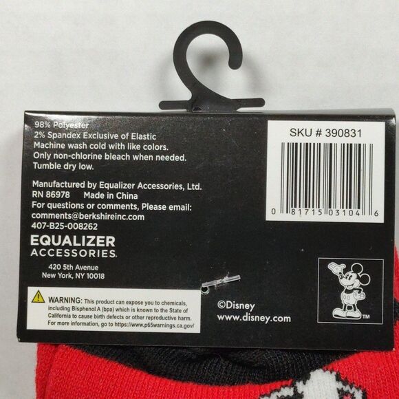 Disney Mickey Mouse Crew Socks Size 9-13 Unisex Multicolored Polyester Spandex - Picture 6 of 9